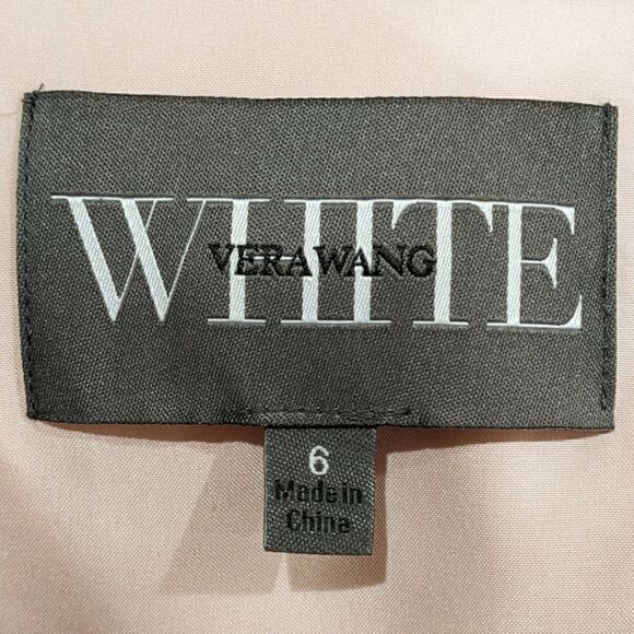 NWT Vera Wang White Blush Pink One Shoulder Gown Prom/Bridesmaids Dress Size 6 - Picture 11 of 13